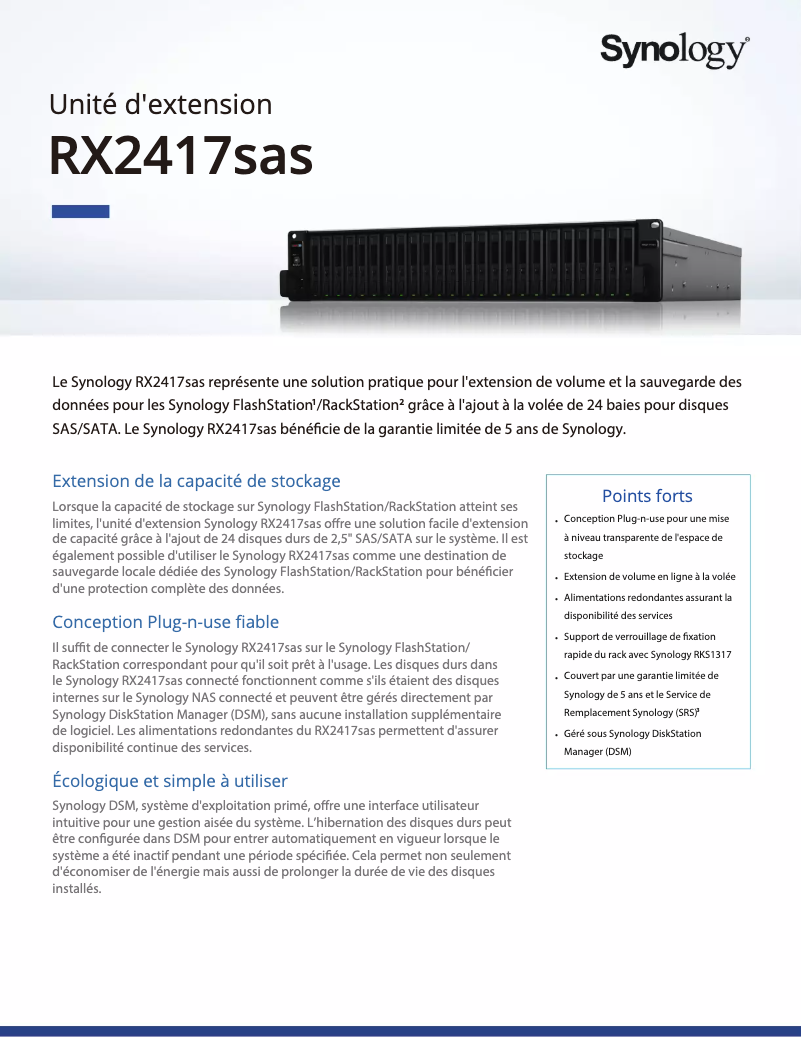 Page n°1 - Fiche technique Synology RX2417SAS