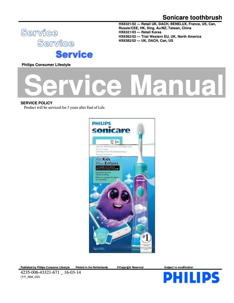 Page 1 de la notice Manuel utilisateur Philips Sonicare for Kids HX6391