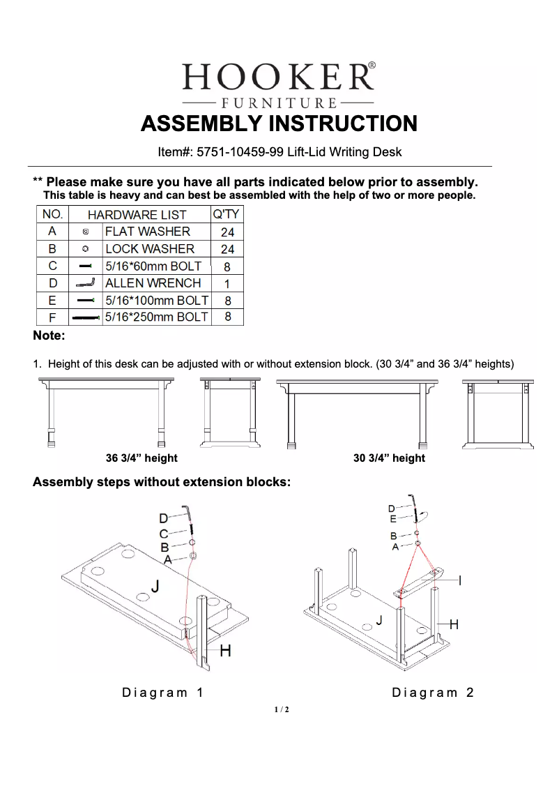 Page n°1 - Manuel utilisateur Hooker 5751-10459-99