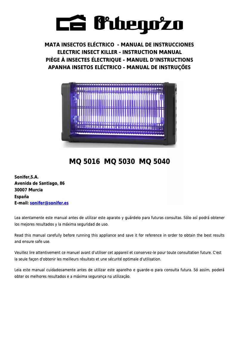 Page 1 de la notice Manuel utilisateur Orbegozo MQ 5030