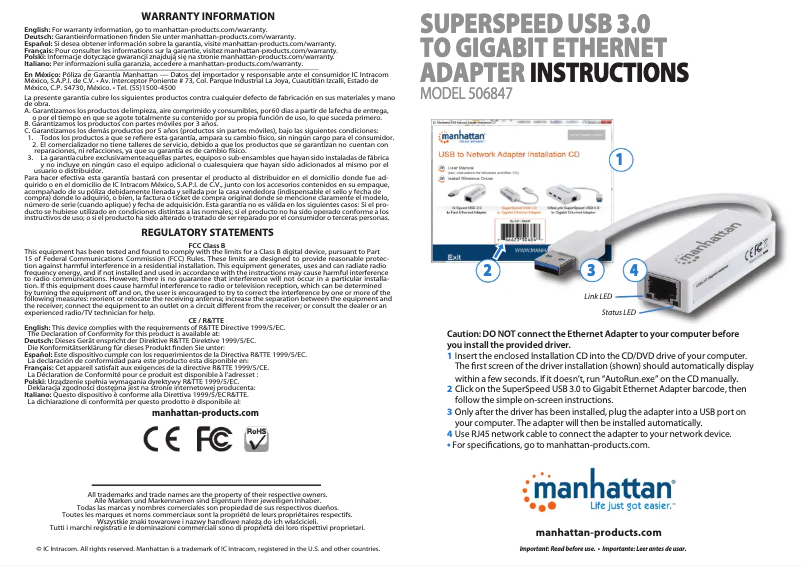 Page n°1 - Manuel utilisateur Manhattan 153300