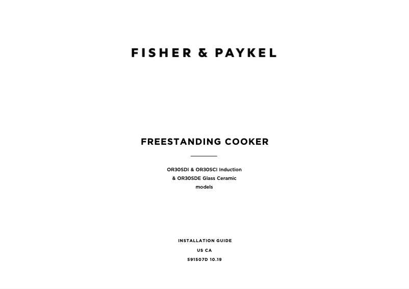 Página 1 del manual Guía de instalación Fisher & Paykel OR30SCI6X1