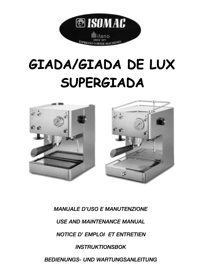 Page n°1 - Manuel utilisateur Isomac Supergiada