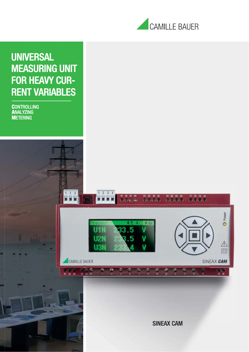 Page 1 de la notice Brochure Camille Bauer Sineax CAM
