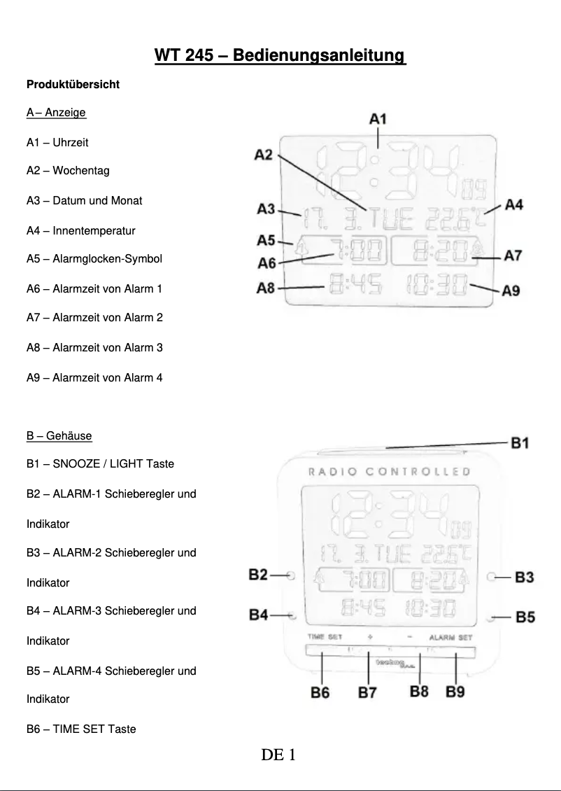 Image de la première page du manuel de l'appareil WT 245