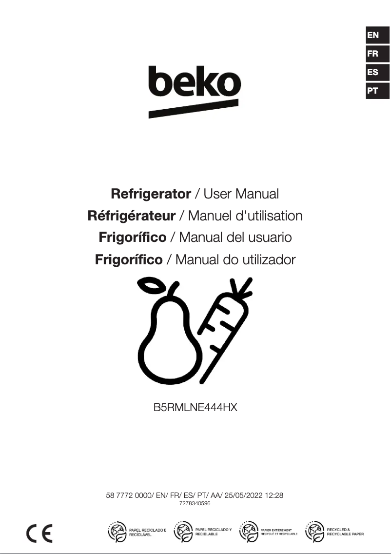 Page 1 de la notice Manuel utilisateur Beko B5RMLNE444HX