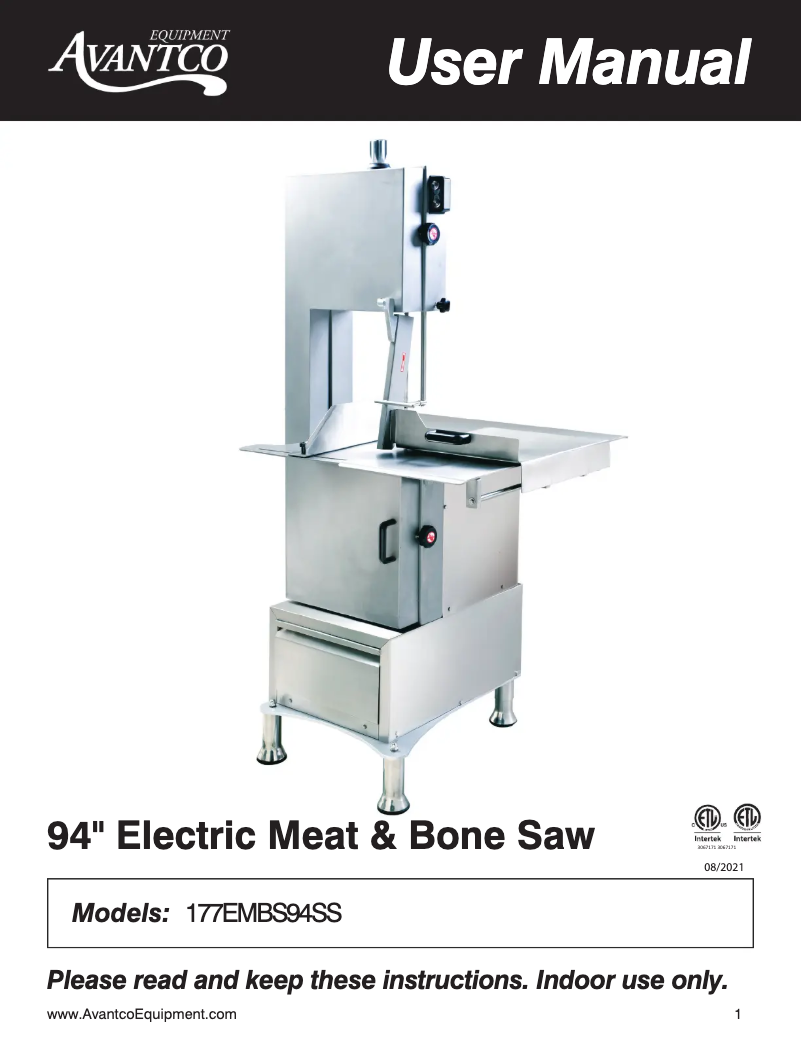 Page 1 de la notice Manuel utilisateur Avantco HLS-2400