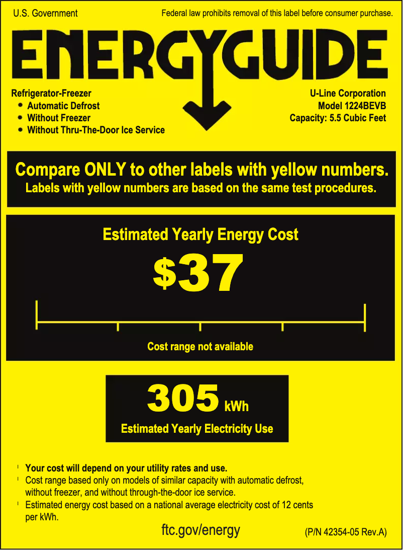 Page n°1 - Label énergétique U-Line U-1224BEVS-00B