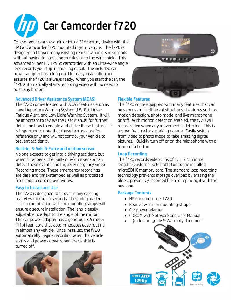 Image de la première page du manuel de l'appareil F720