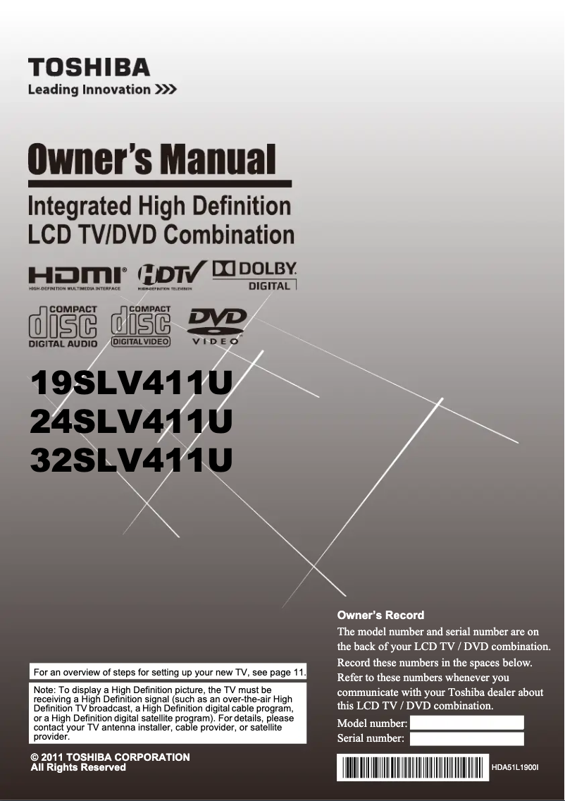 Image de la première page du manuel de l'appareil 19SLV411U