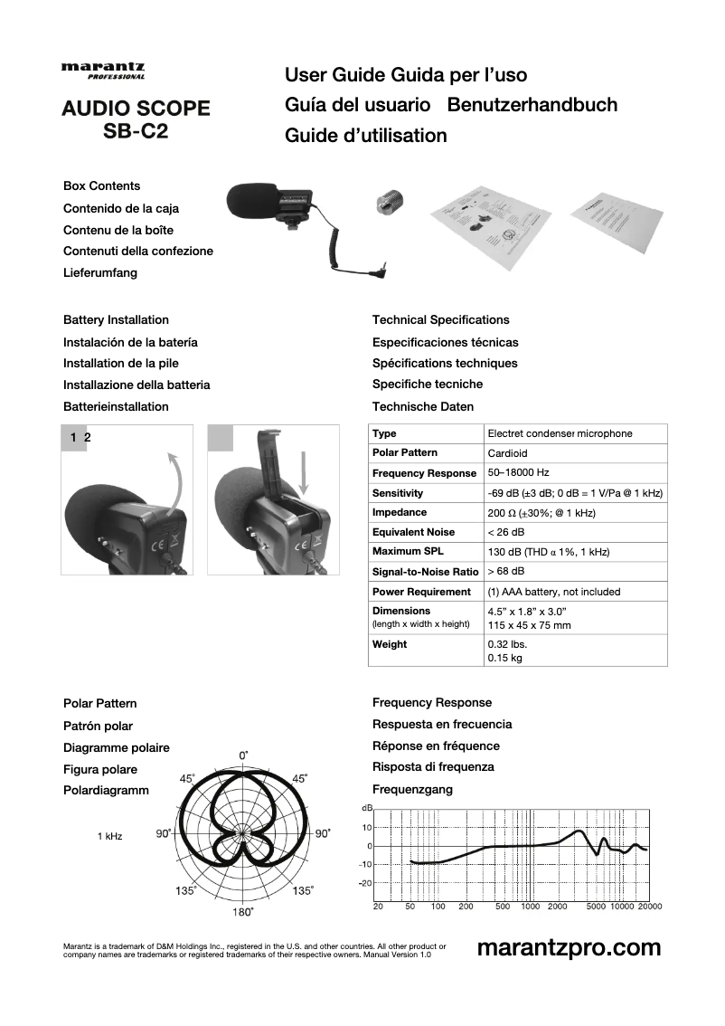 Image de la première page du manuel de l'appareil Audio Scope SB-C2