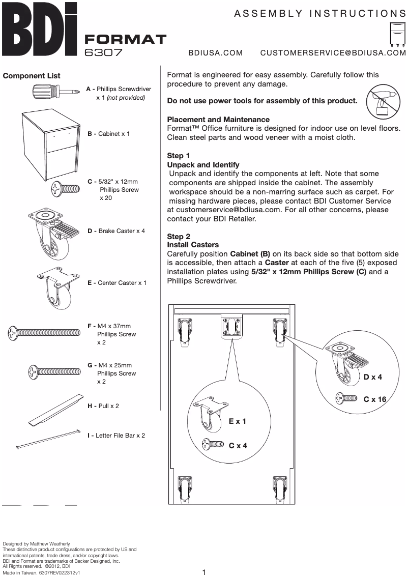 Page n°1 - Mode d'emploi BDI Format 6307
