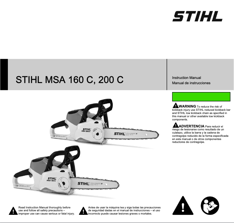 Page 1 de la notice Manuel utilisateur Stihl MSA 160 C-BQ