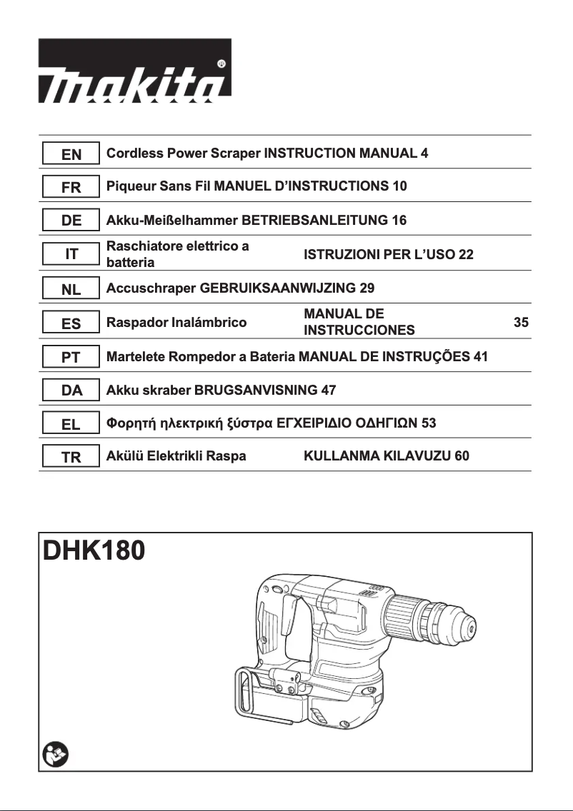 Page 1 de la notice Manuel utilisateur Makita DHK180Z