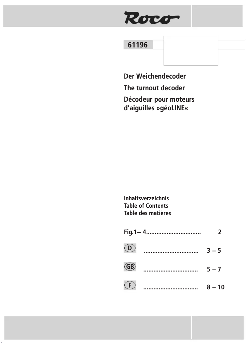 Page n°1 - Manuel utilisateur Roco 61196