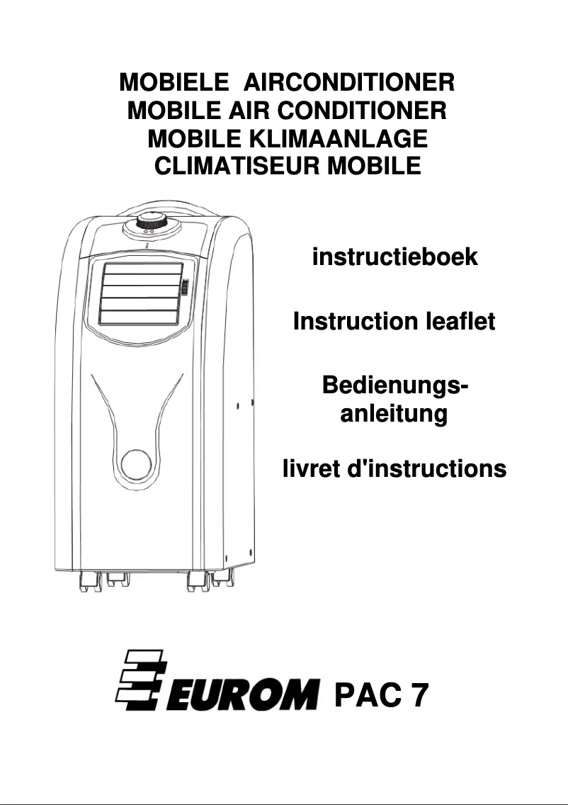 Page 1 de la notice Manuel utilisateur Eurom PAC 7