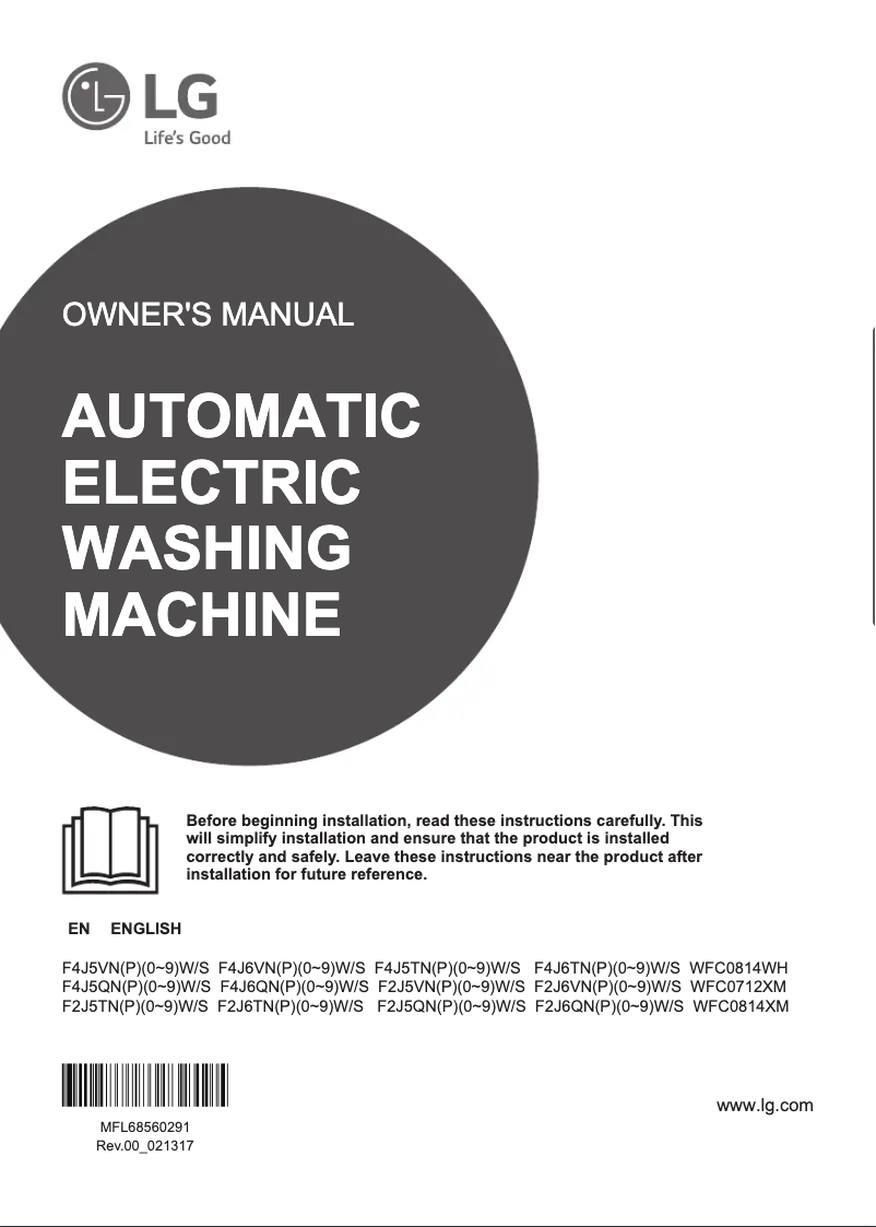Page 1 de la notice Manuel utilisateur LG WFC0712XM