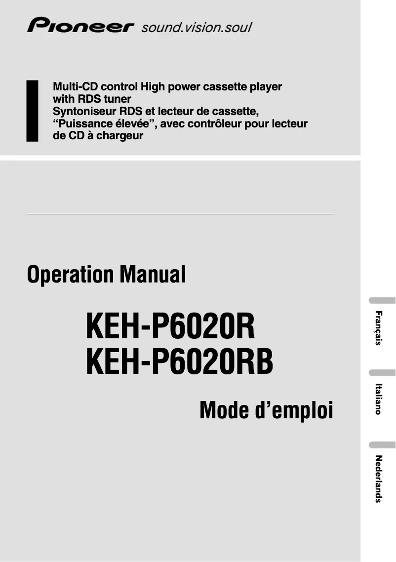 Image de la première page du manuel de l'appareil KEH-P6020R
