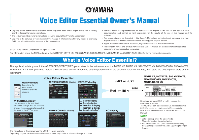 Page n°1 - Manuel utilisateur Yamaha Voice Editor Essential