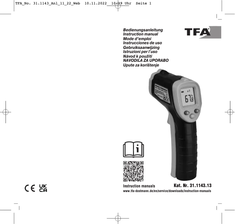 Image de la première page du manuel de l'appareil RAY LIGHT 31.1143.13