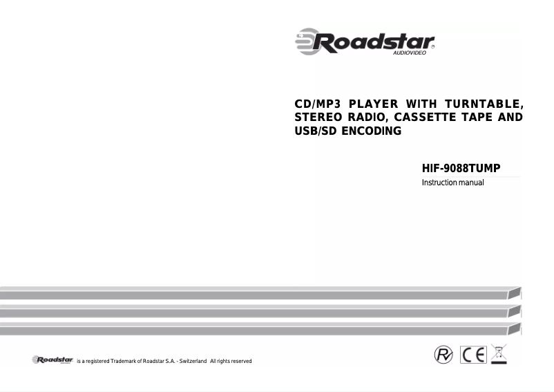 Page 1 de la notice Manuel utilisateur Roadstar HIF-9088TUMPN