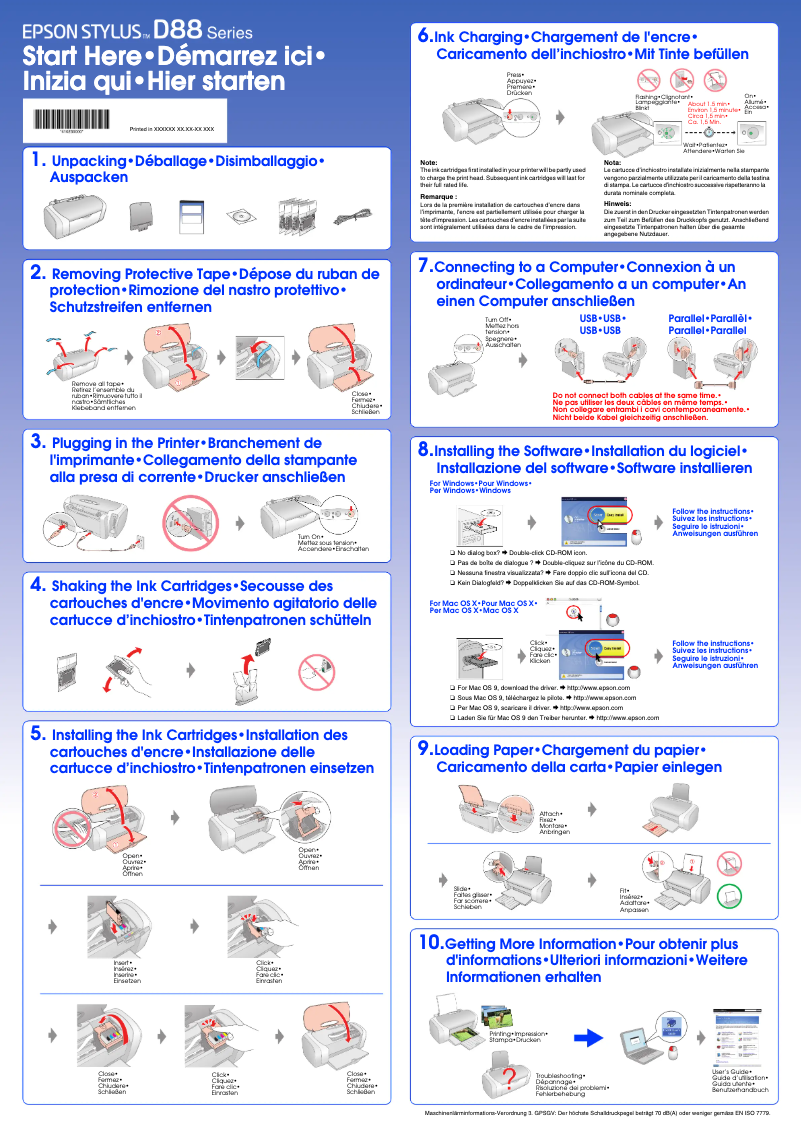 Página 1 del manual Manual de usuario Epson Stylus D88