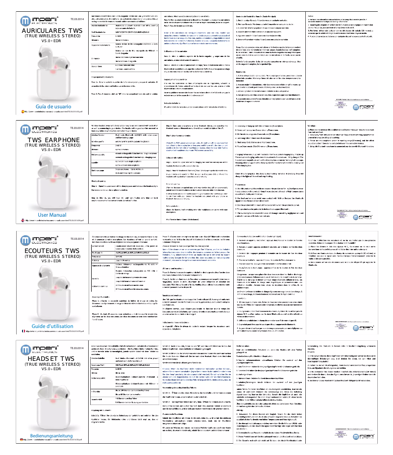 Image de la première page du manuel de l'appareil TE.03.0314.02