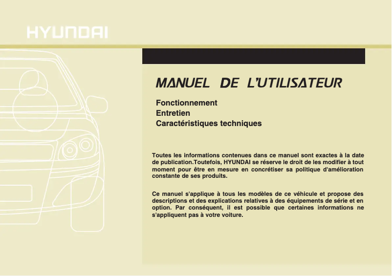 Image de la première page du manuel de l'appareil ix35 (2016)