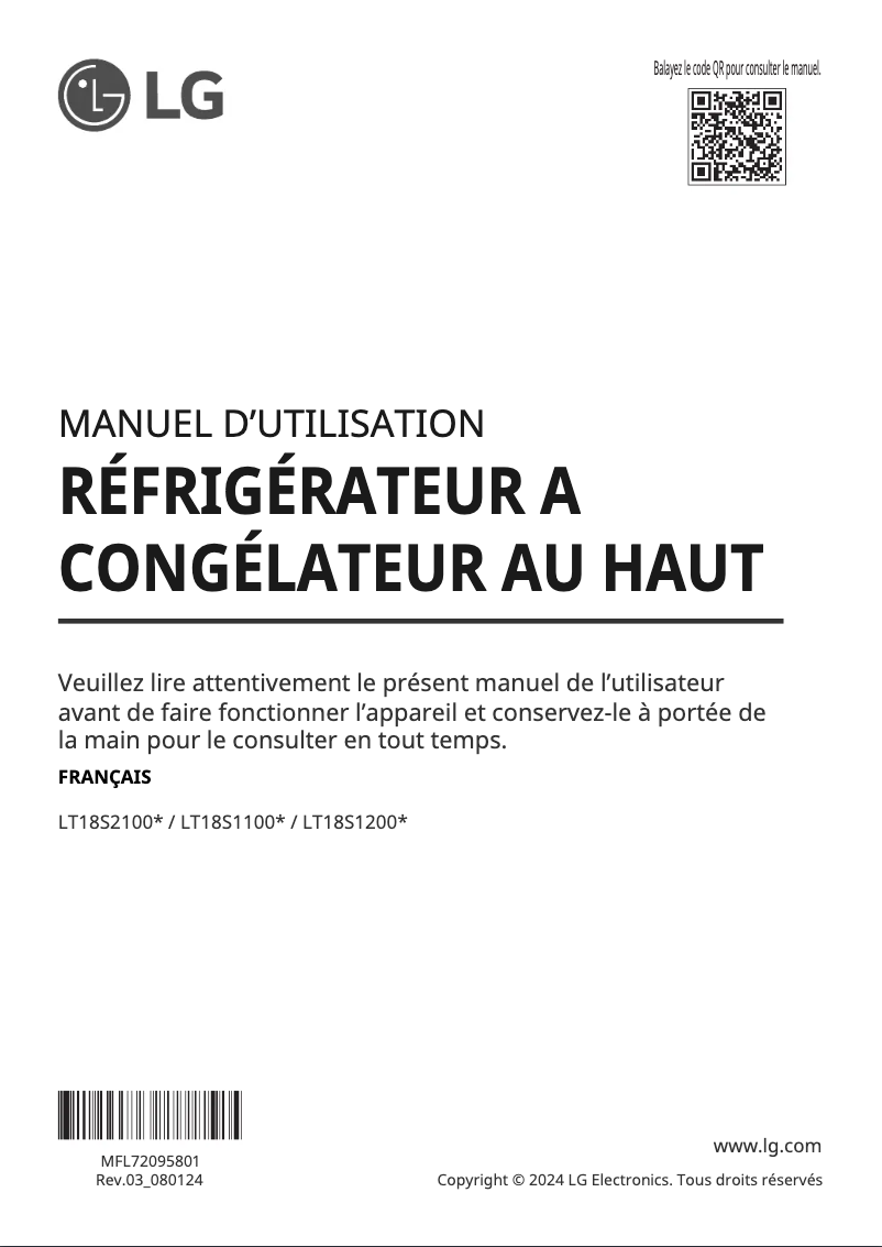Page n°1 - Manuel utilisateur LG LT18S2100W