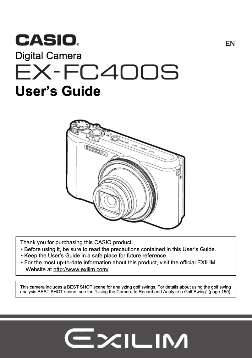Page n°1 - Manuel utilisateur Casio Exilim EX-FC400S