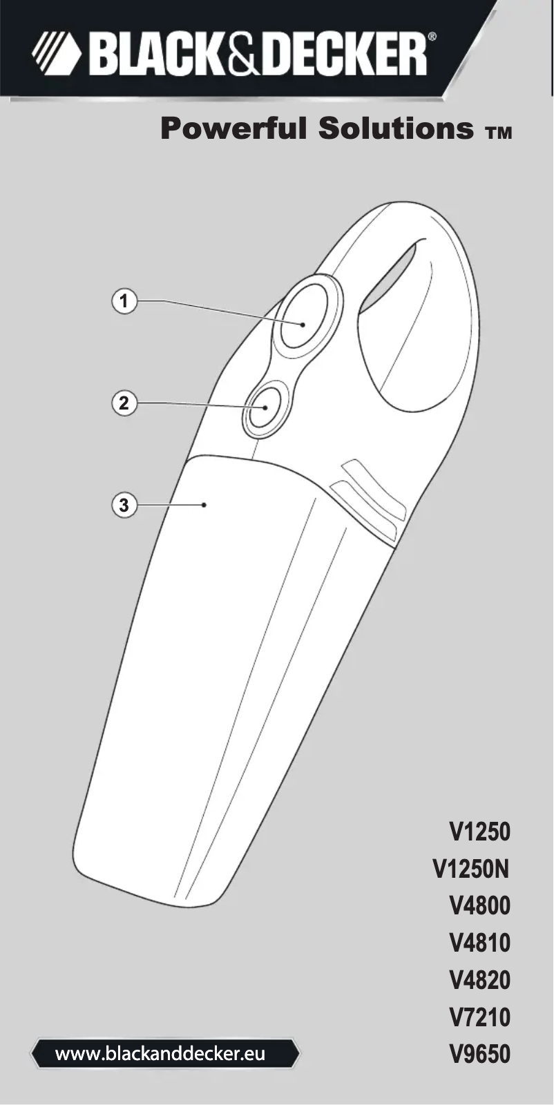 Page n°1 - Manuel utilisateur Black & Decker Dustbuster V1250N