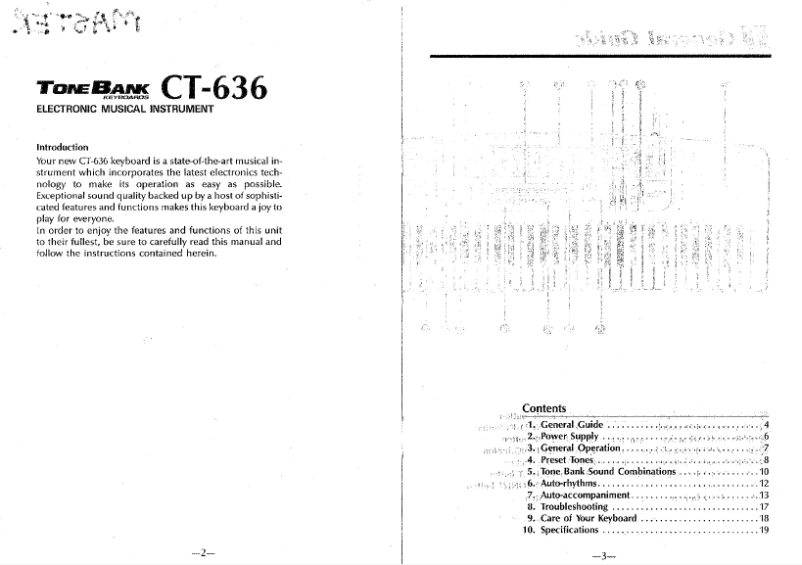 Page n°1 - Manuel utilisateur Casio ToneBank CT-636
