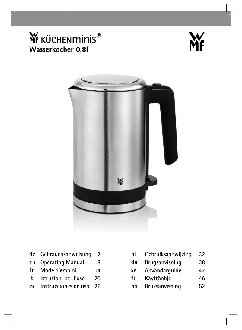 Page n°1 - Manuel utilisateur WMF KITCHENmini Wasserkocher 0,8l