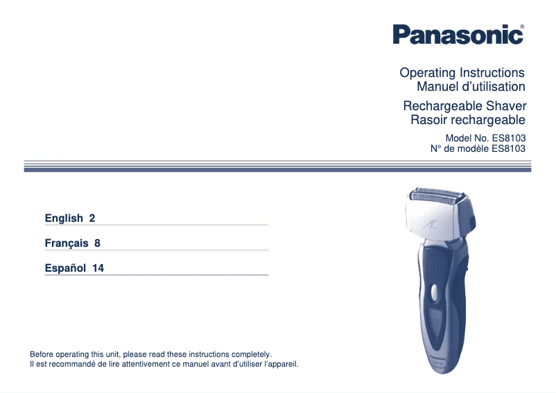 Page 1 de la notice Manuel utilisateur Panasonic ES8103S