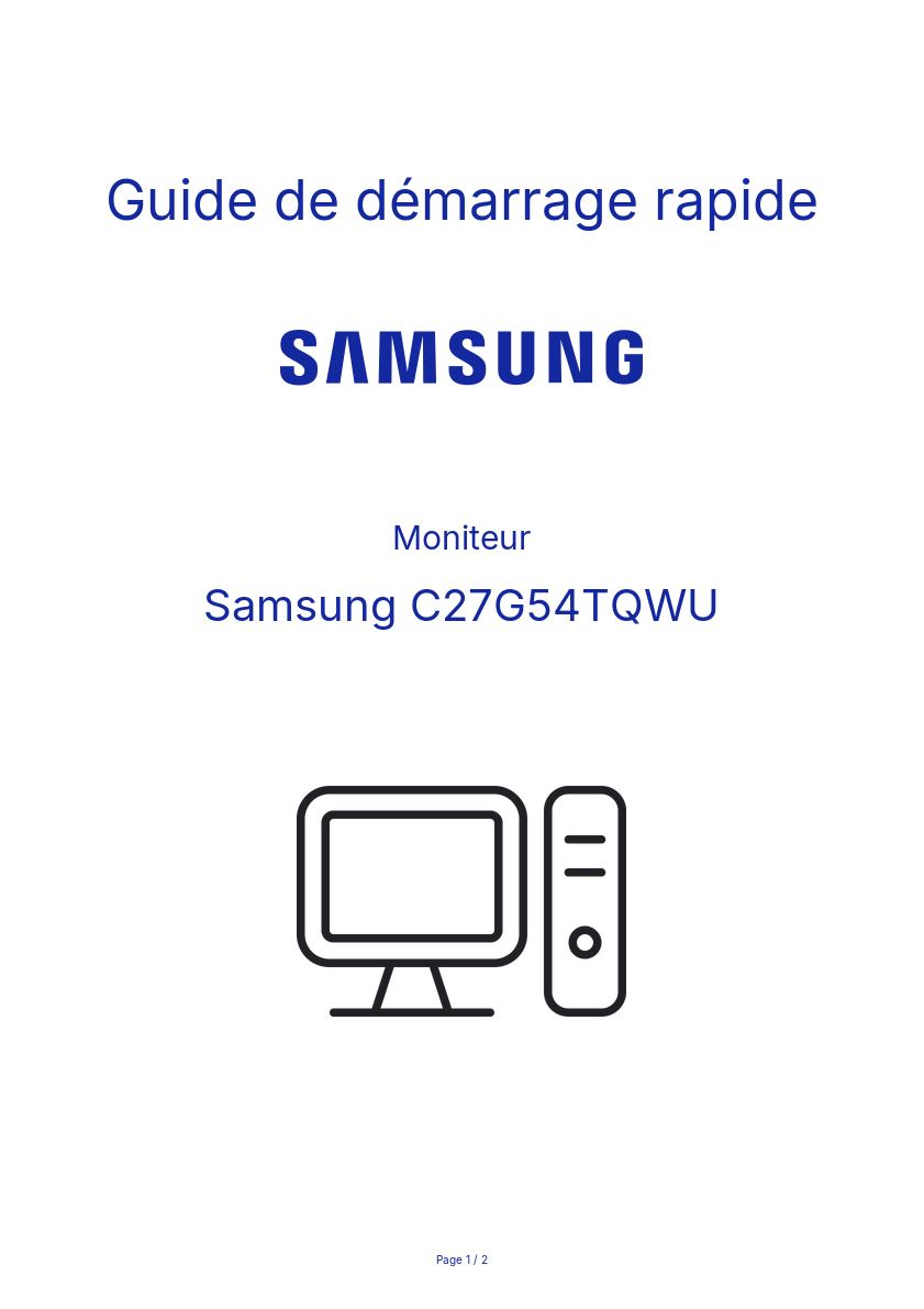 Page n°1 - Guide de démarrage rapide Samsung C27G54TQWU