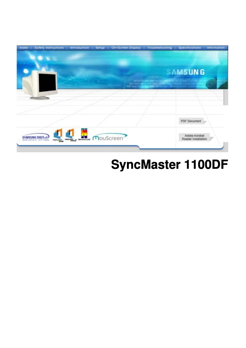 Page 1 de la notice Manuel utilisateur Samsung SyncMaster 1100DF