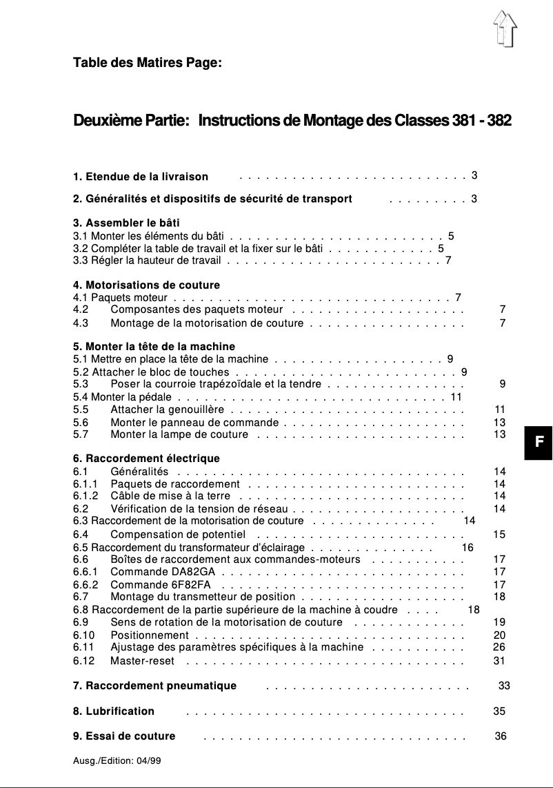 Page n°1 - Guide d'installation Dürkopp Adler 381