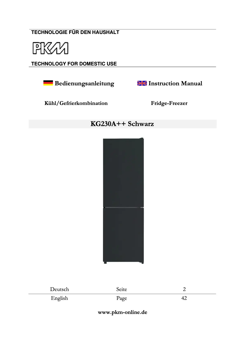 Page 1 de la notice Manuel utilisateur PKM KG230A++