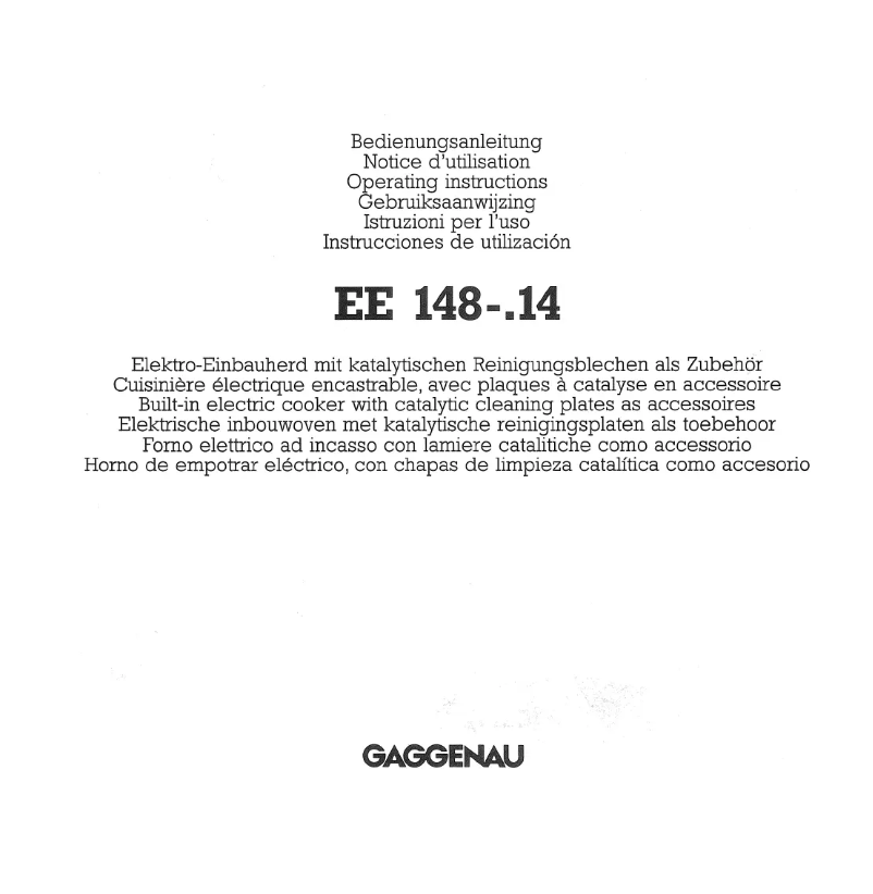 Page 1 de la notice Manuel utilisateur Gaggenau EE 148 114