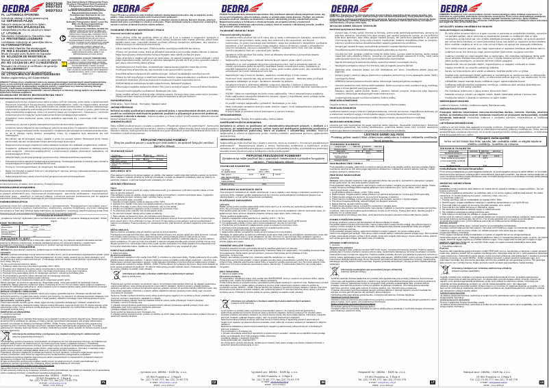 Page n°1 - Manuel utilisateur DEDRA DED7531