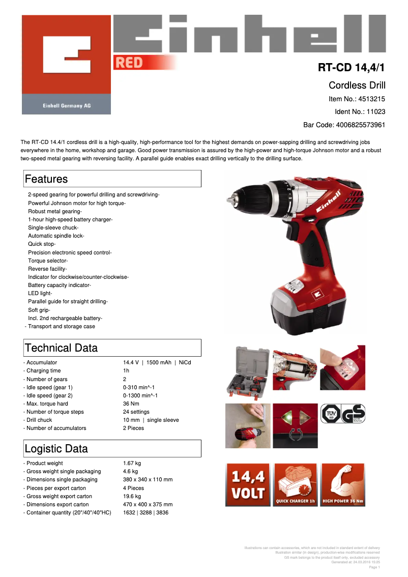 Image de la première page du manuel de l'appareil RT-CD 14,4/1