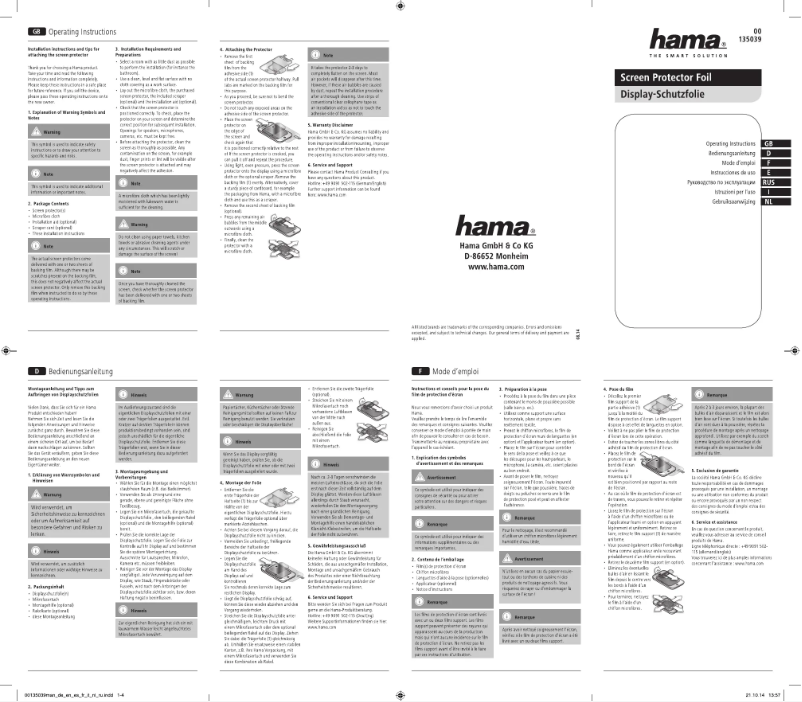 Page n°1 - Manuel utilisateur Hama Edge Protector