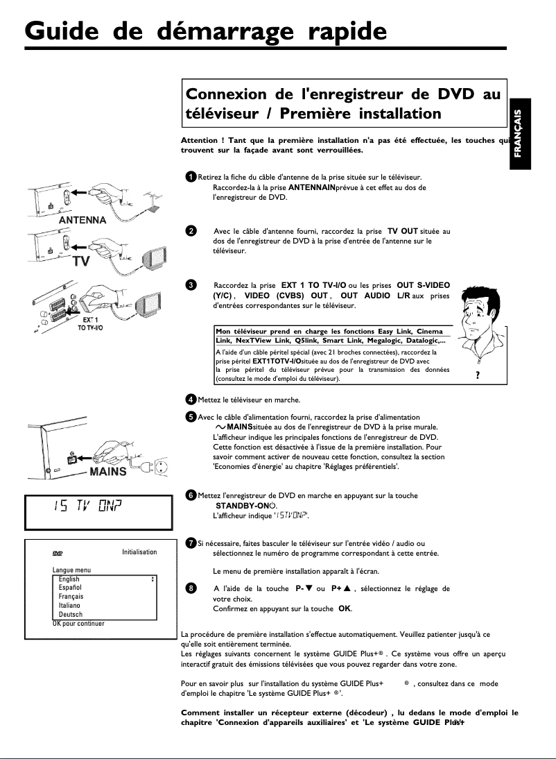 Page 1 de la notice Guide de démarrage rapide Philips DVDR80