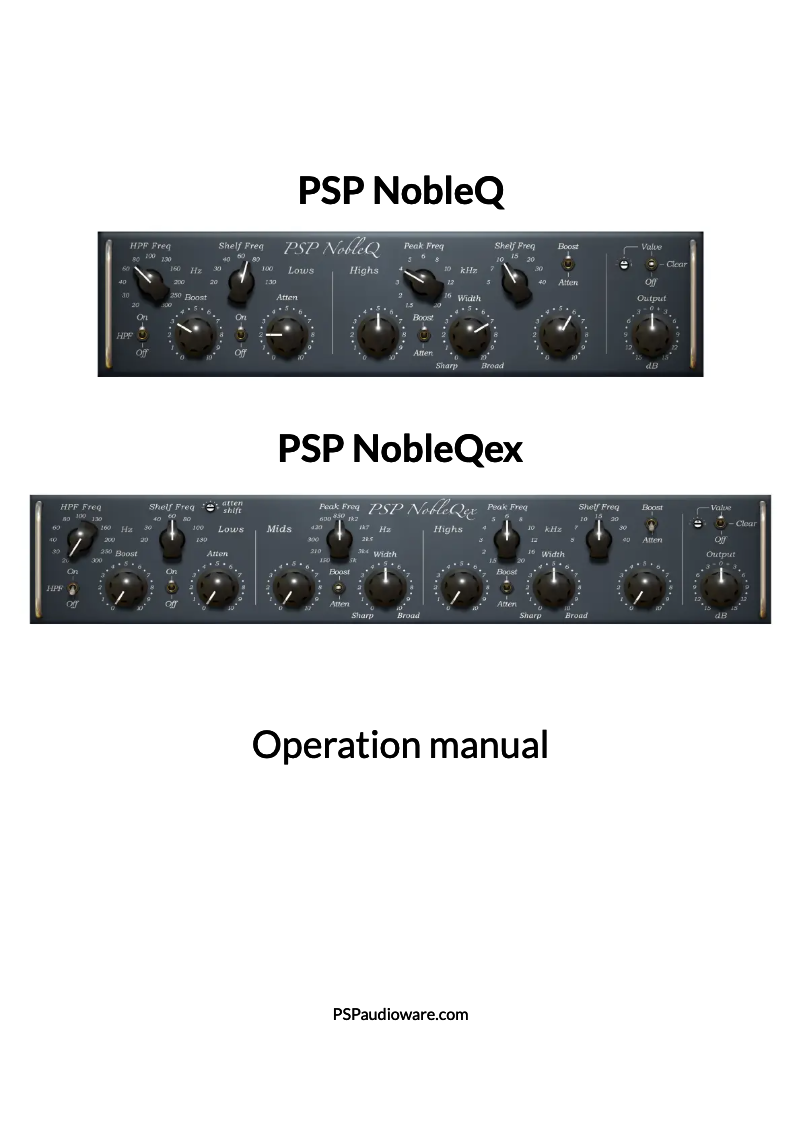 Page 1 de la notice Manuel utilisateur PSP Audioware PSP NobleQ