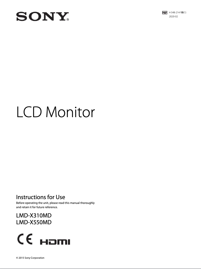 Page n°1 - Manuel utilisateur Sony LMD-X310MD