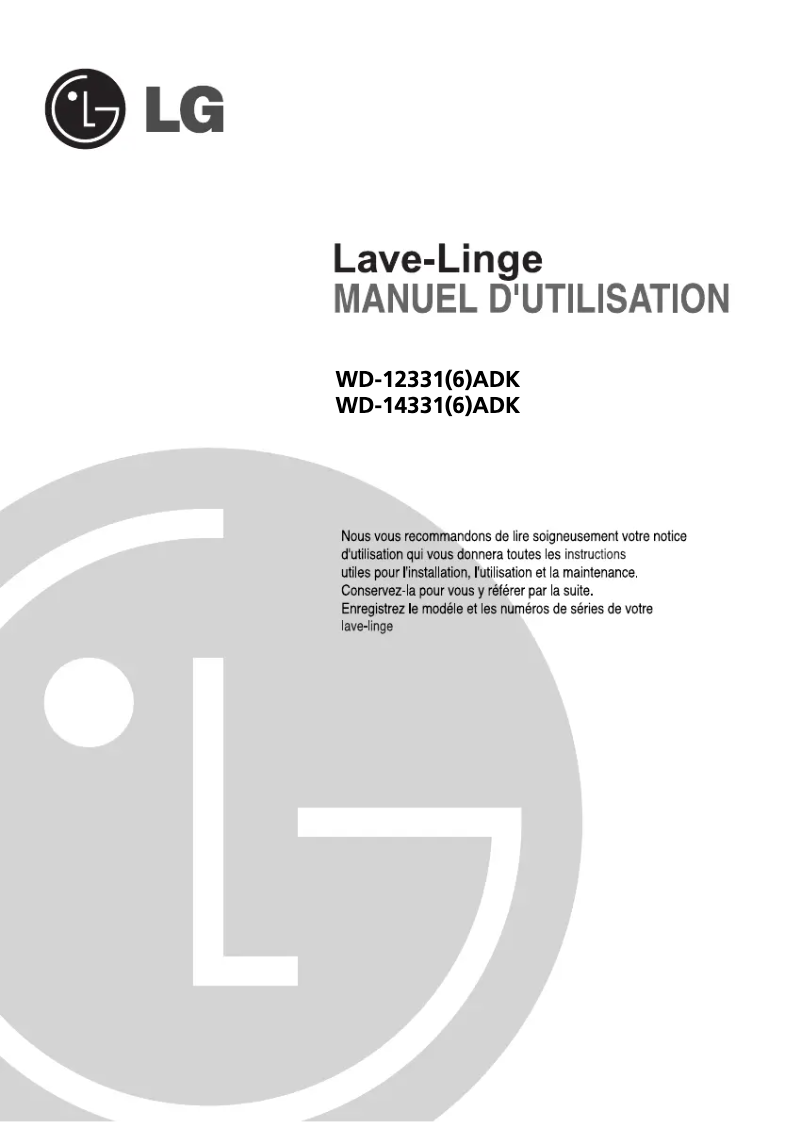 Page n°1 - Manuel utilisateur LG WD-14336ADK