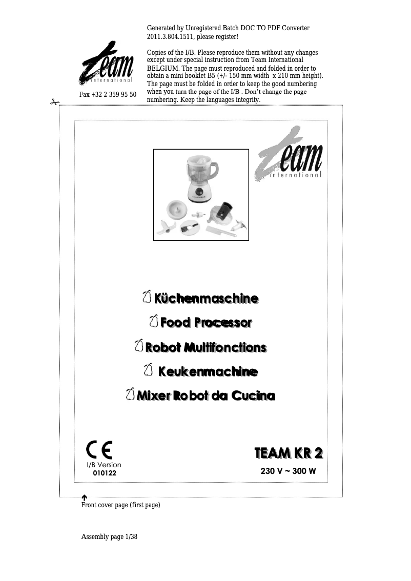 Página 1 del manual Manual de usuario Team KR 2