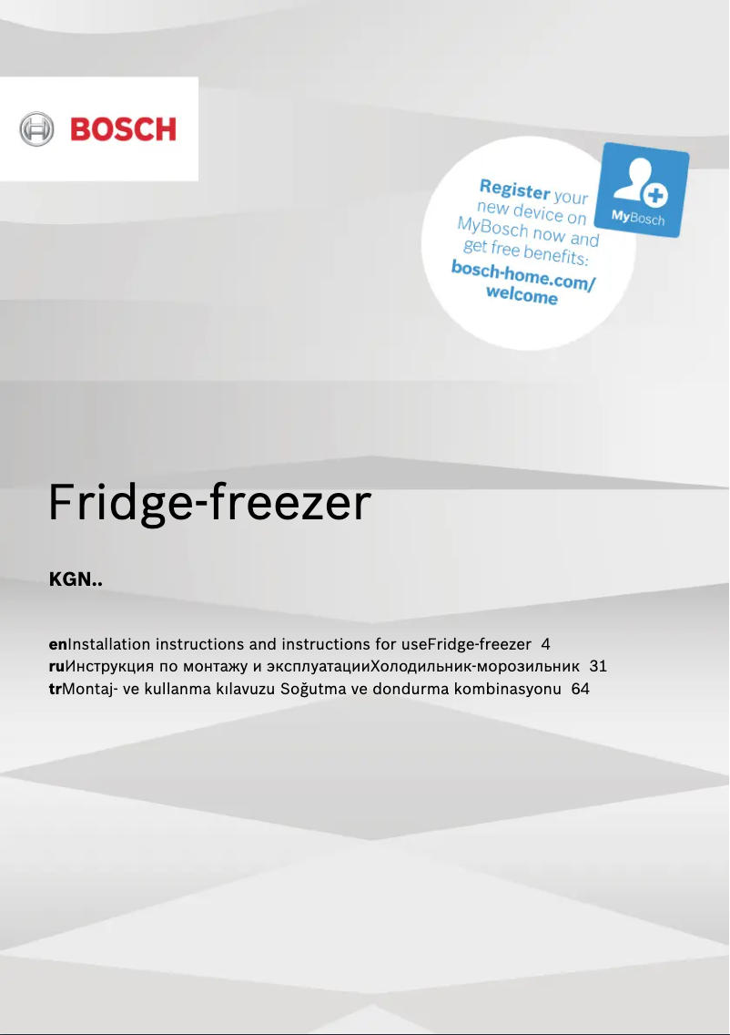 Page n°1 - Manuel utilisateur Bosch KGN56HIF0N