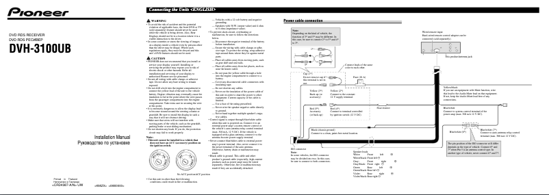 Image de la première page du manuel de l'appareil DVH-3100UB