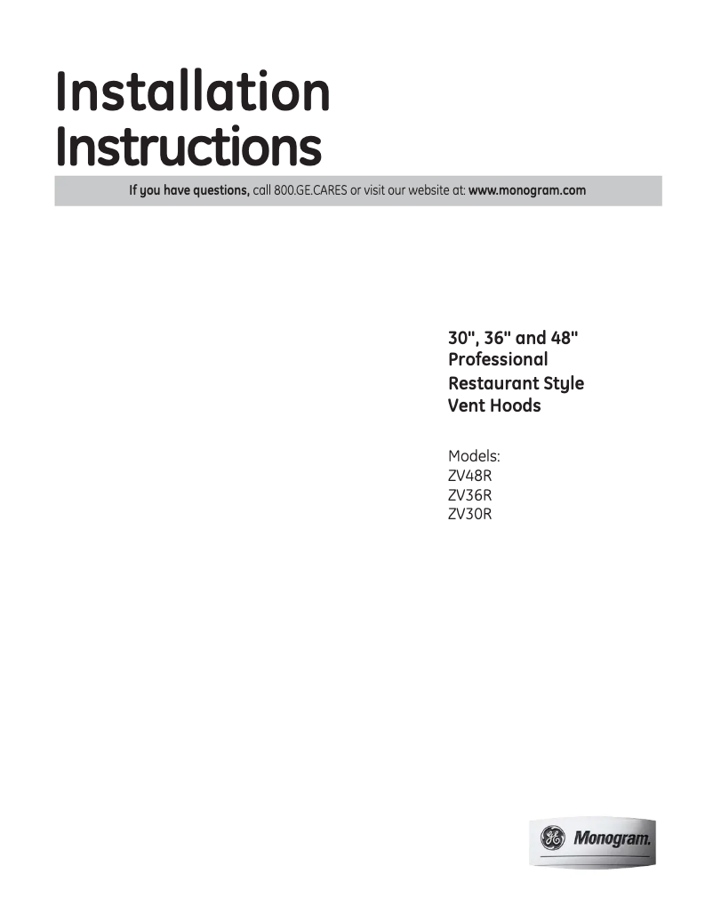 Image de la première page du manuel de l'appareil ZV30RSFSS